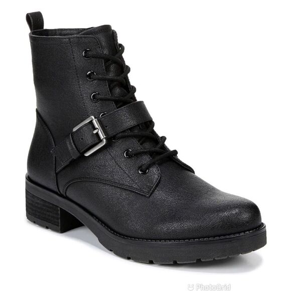 SOUL Naturalizer Black Lace Up Combat Ankle‎ Boot Bootie Lug Sole Size 7.5 New - Picture 1 of 11